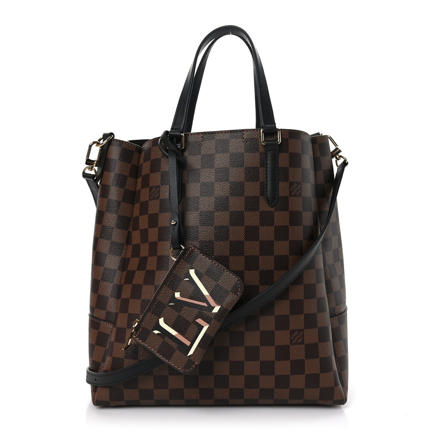 Louis Vuitton Damier Ebene Belmont MM Black 3 of 11