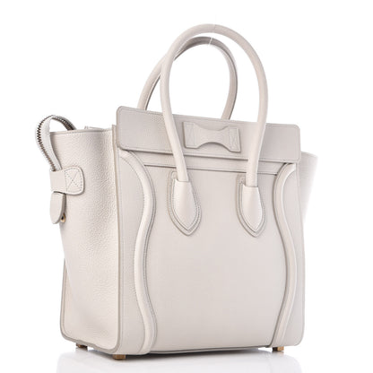 Celine Drummed Calfskin Micro Luggage Chalk 3 of 10