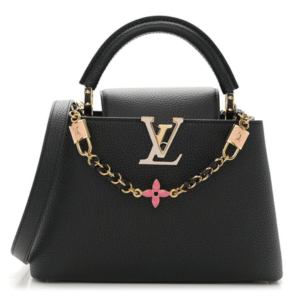 Louis Vuitton Taurillon Enamel Flower Padlock Chain Capucines BB Black 1 of 10