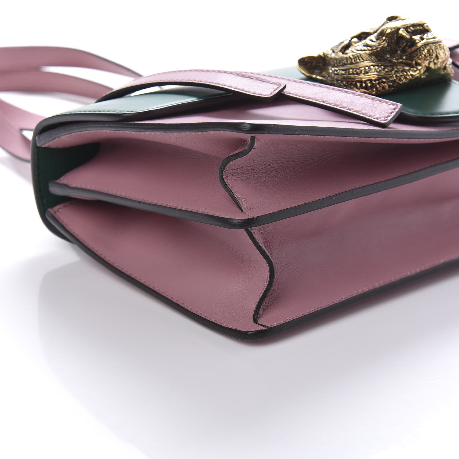Gucci Calfskin Animalier Shoulder Bag Green Pink 6 of 10