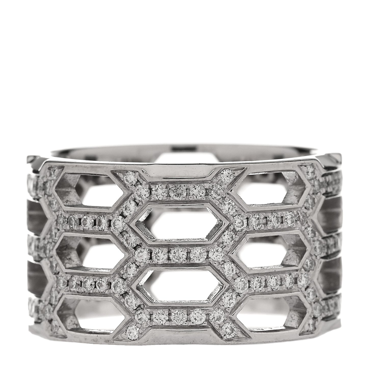 18K White Gold Diamond Serpenti Seduttori Pave Ring 56 7.5