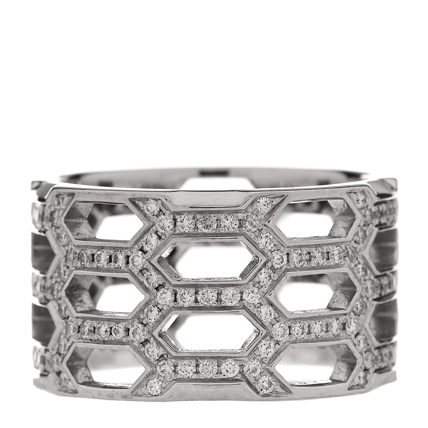 Bulgari 18K White Gold Diamond Serpenti Seduttori Pave Ring 56 7.5 3 of 6