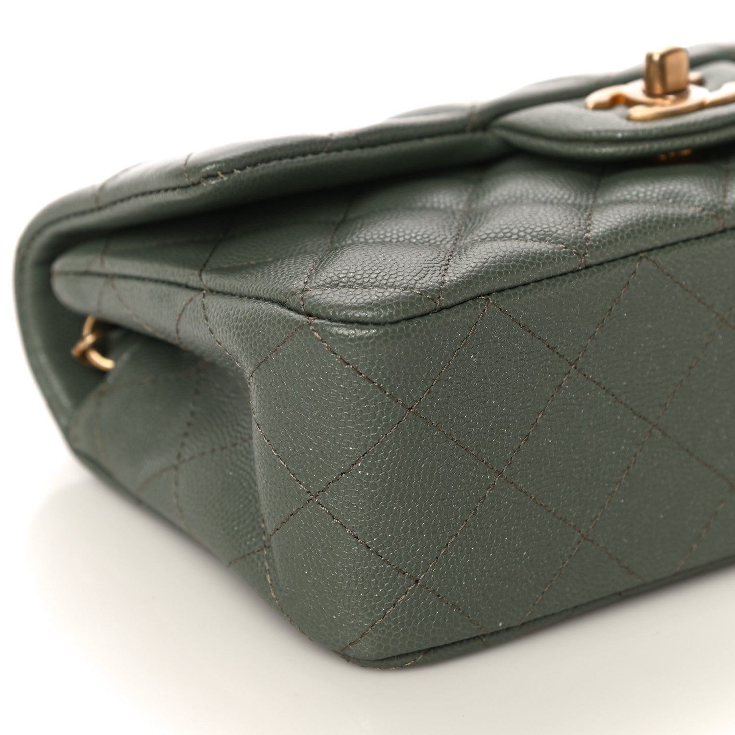 Chanel Caviar Quilted Mini Rectangular Flap Green 8 of 9