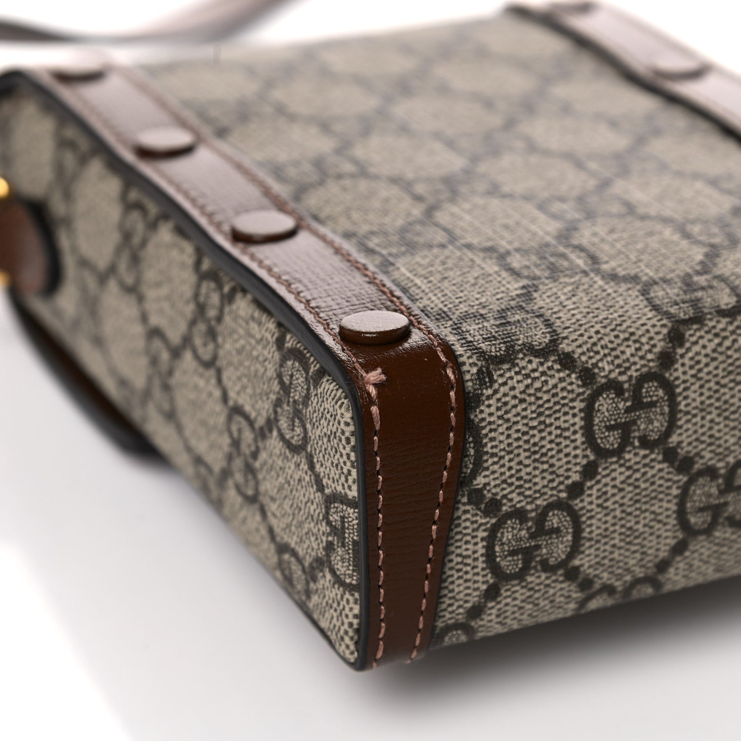 GG Supreme Monogram Mini Horsebit 1955 Crossbody Bag Beige Brown Sugar