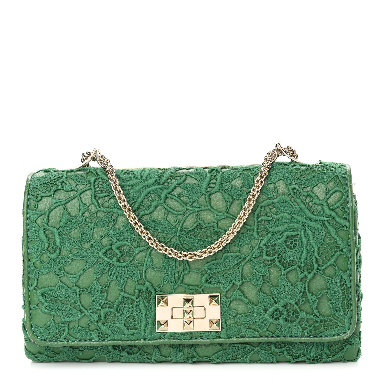 Valentino Garavani Nappa Lace Girello Flap Green 1 of 9