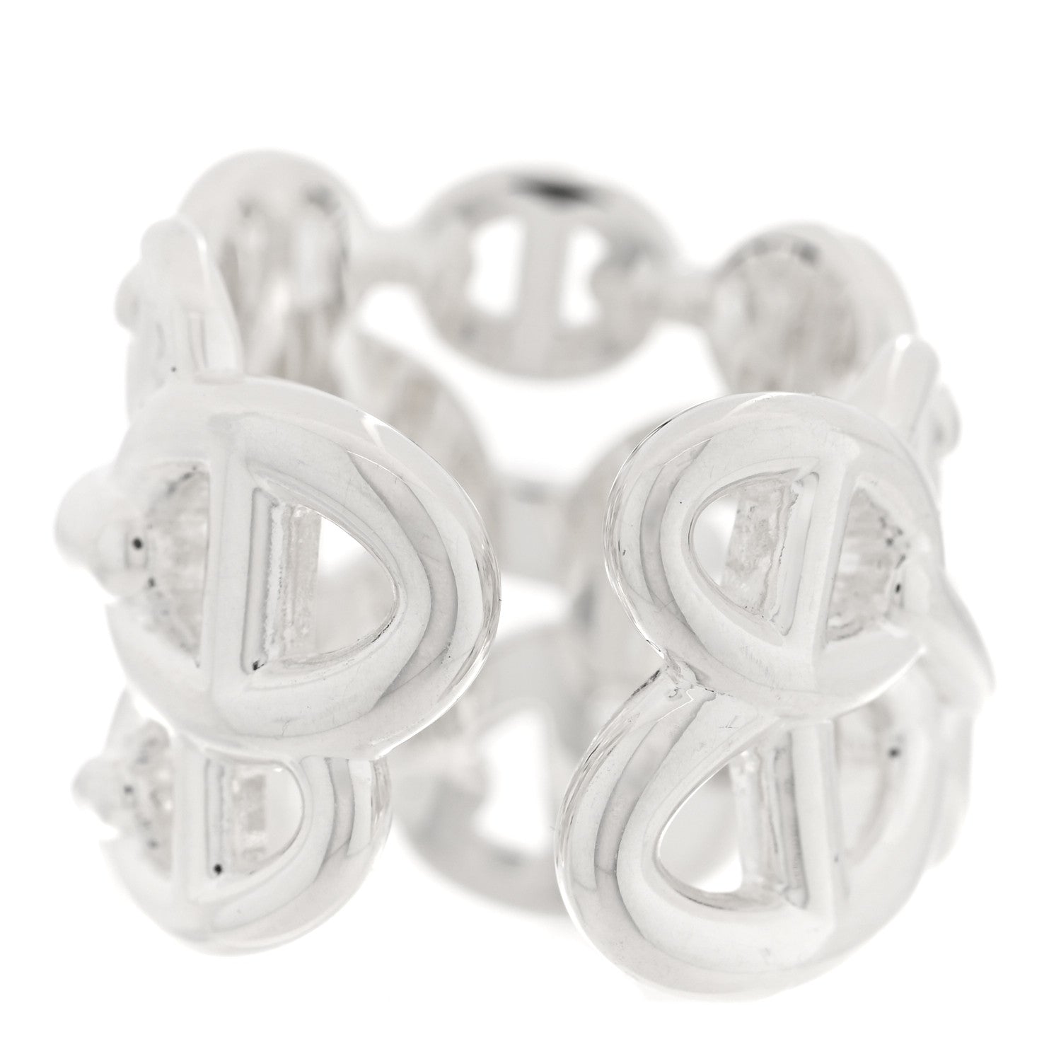 Hermes Sterling Silver GM Chaine d'ncre Enchainee Band Ring 49 4.75 3 of 6