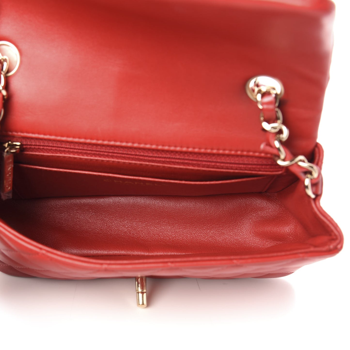 Lambskin Quilted Mini Rectangular Flap Red