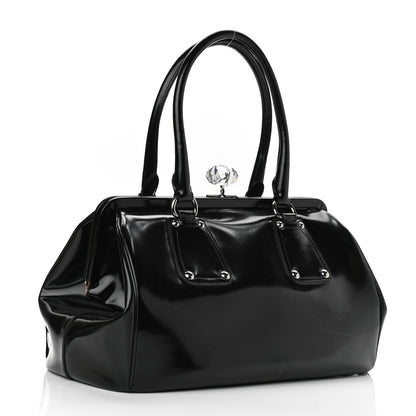 Prada Vernice Kisslock Satchel Black 2 of 12