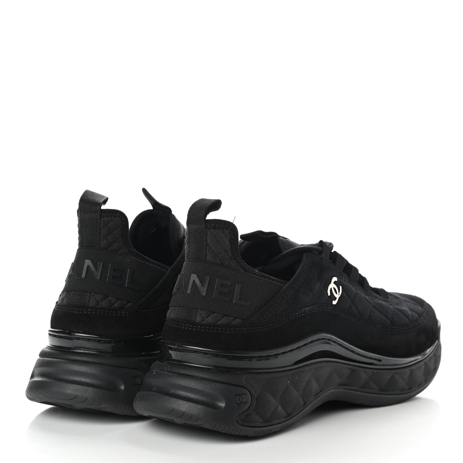 Chanel Suede Calfskin Mixed Fibers CC Sneakers 40 Black 4 of 10