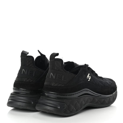 Chanel Suede Calfskin Mixed Fibers CC Sneakers 40 Black 4 of 10