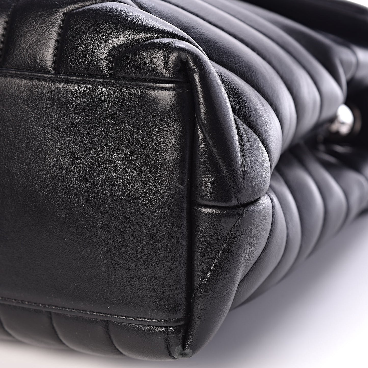 Calfskin Y Quilted Monogram Medium Loulou Chain Satchel Black