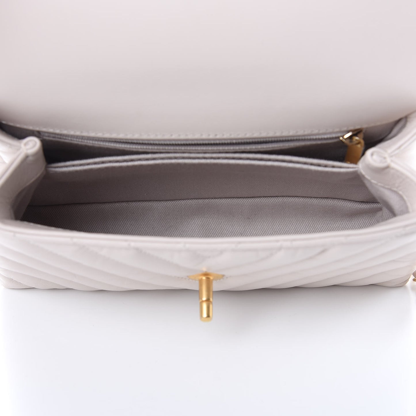 Calfskin Chevron Quilted Mini Coco Handle Flap Rose Pale