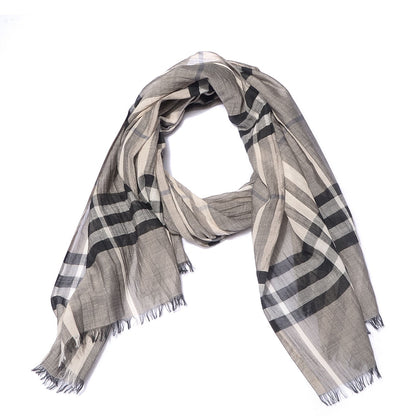 Burberry Silk Wool Giant Check Scarf Grey 1 of 4