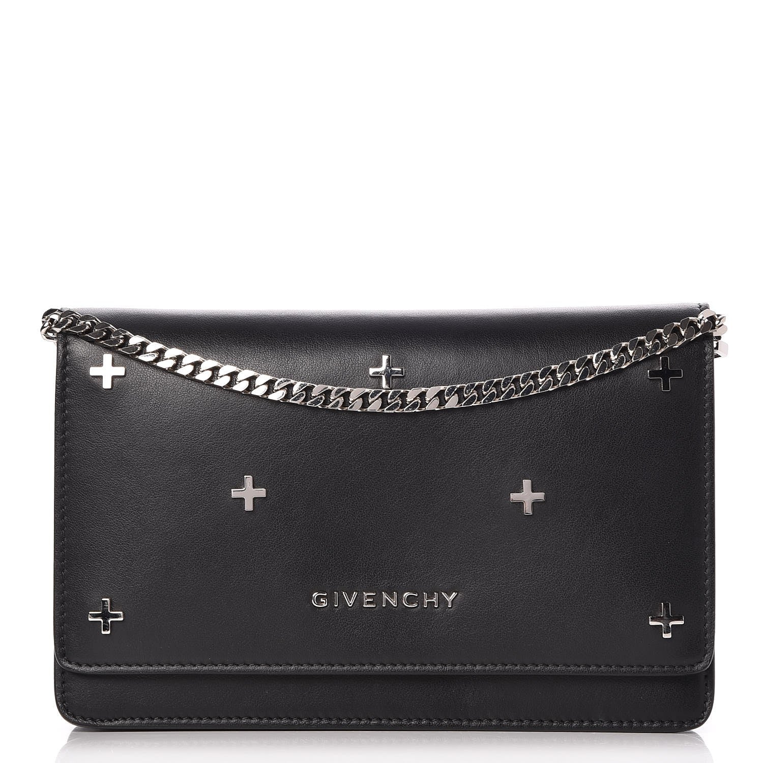 Givenchy Calfskin Cross Embellished Pandora Chain Wallet Black 1 of 8
