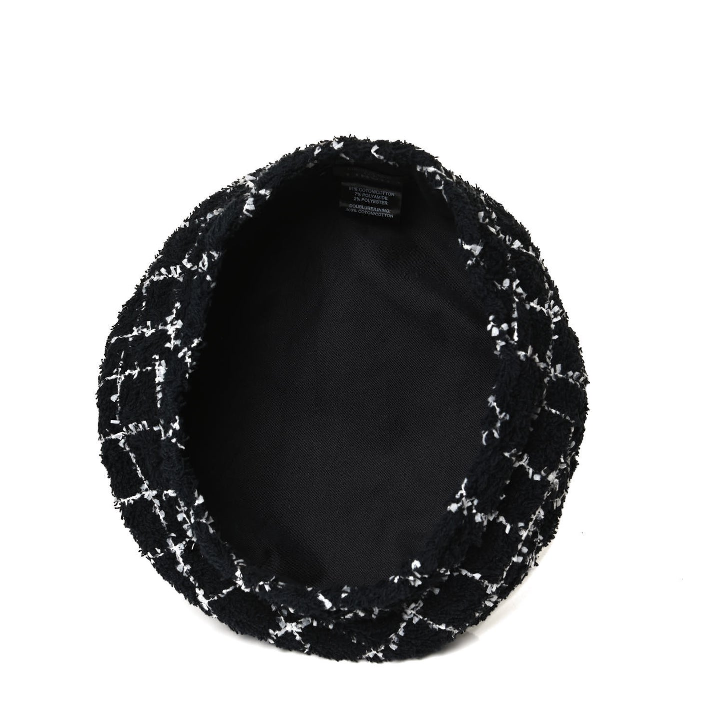 Tweed Beret Hat M Black White