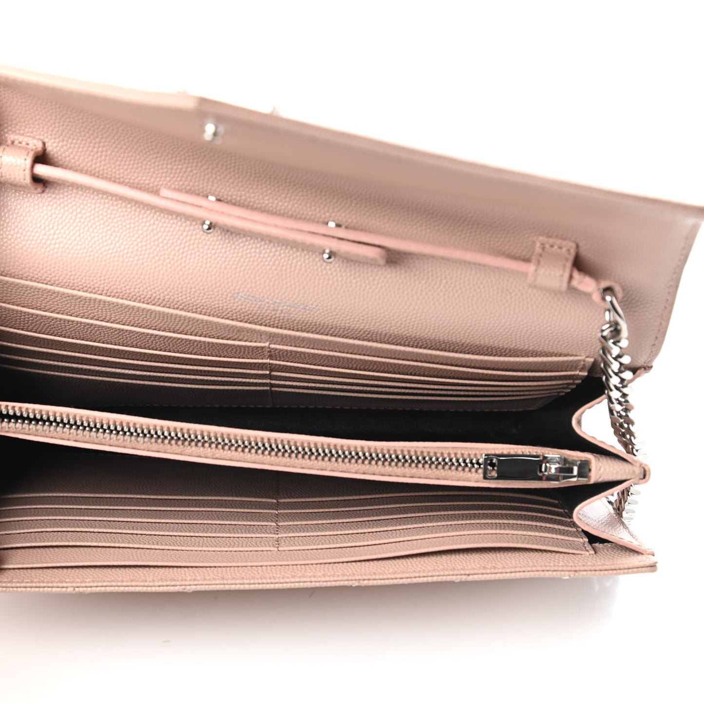 Grain De Poudre Matelasse Chevron Monogram Chain Wallet Washed Light Pink