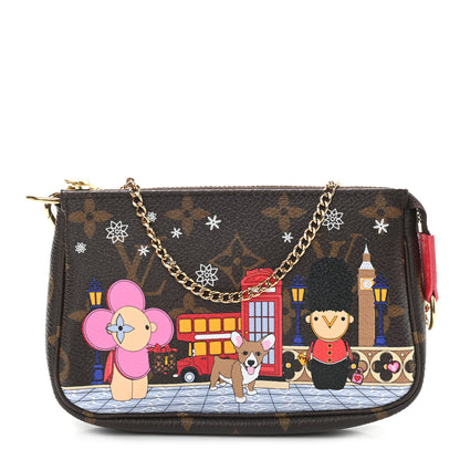 Louis Vuitton Monogram 2021 Christmas Animation London Mini Pochette Accessories Red 1 of 9