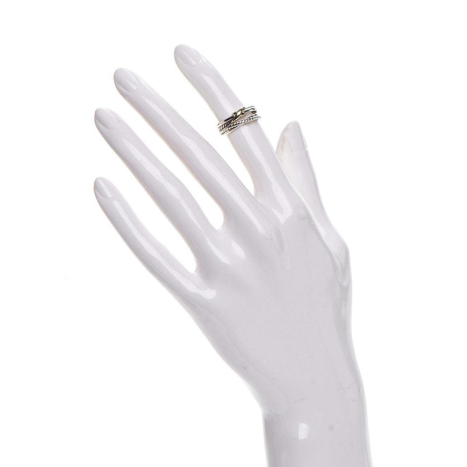 David Yurman Sterling Silver 18K Yellow Gold 6mm X Crossover Ring 47 4 2 of 4