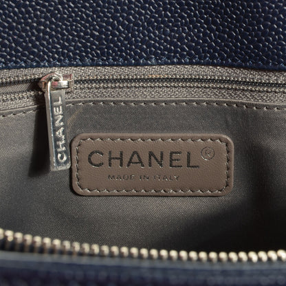 Chanel Caviar Large Grand Shopping Tote GST Navy Blue 6 of 7