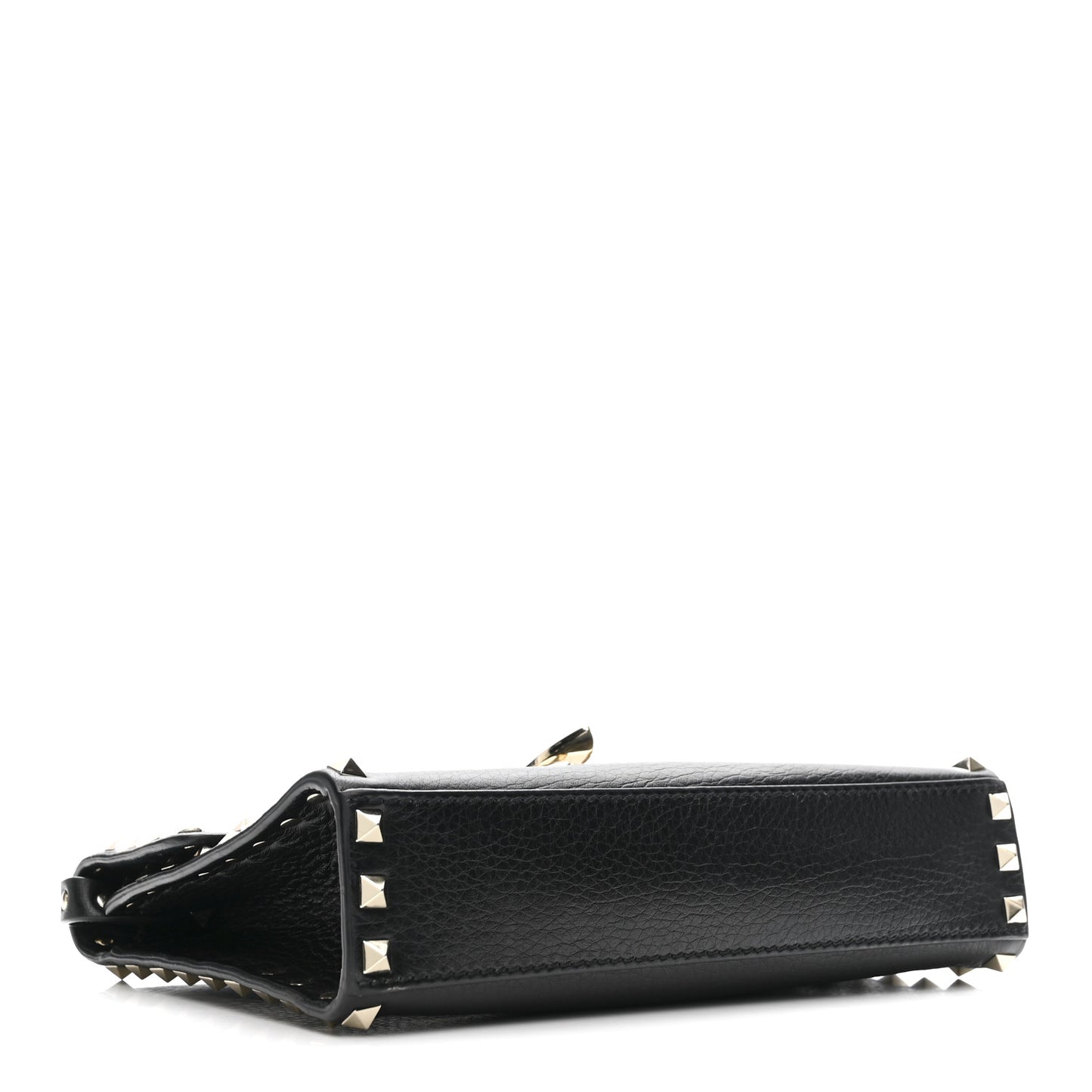 Pebbled Calfskin Medium Rockstud Flip Lock Crossbody Bag Black