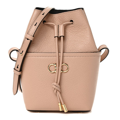 Salvatore Ferragamo Grained Calfskin Mini Gancino Bucket Bag Amaretti 1 of 9