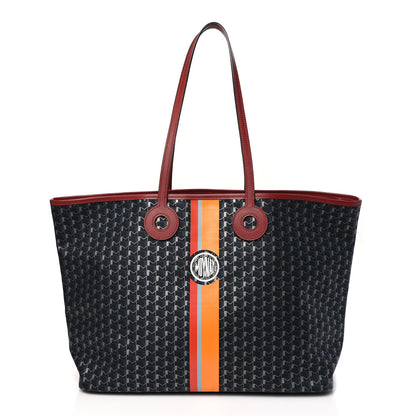 Moynat Grained Calfskin Canvas 1920 Oh! Tote Ruban GM Carbon Silver Madder 1 of 11