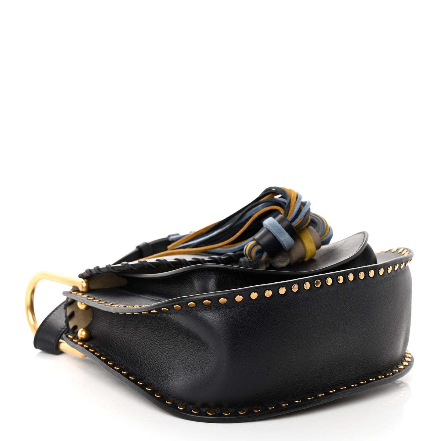 Suede Calfskin Braided Mini Hudson Shoulder Bag Black