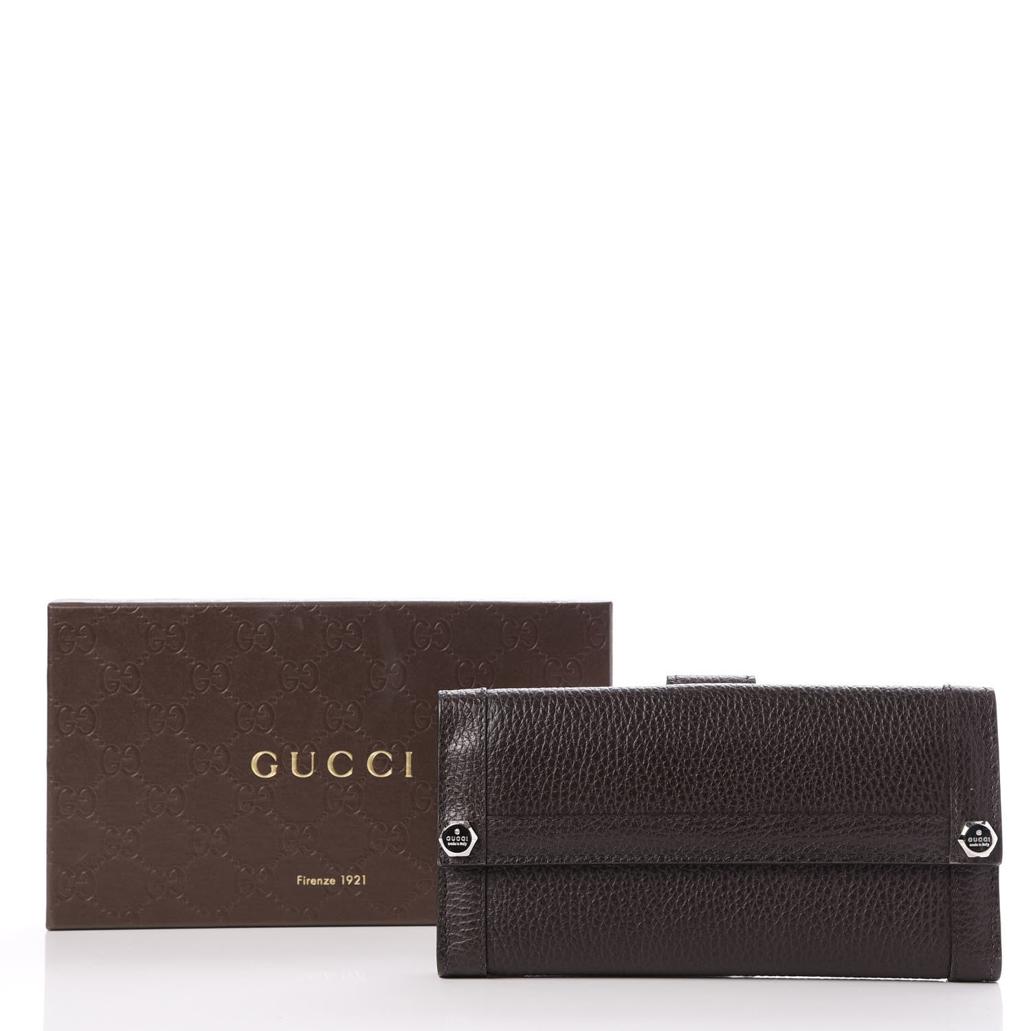 Gucci Calfskin Continental Charmy Wallet Dark Brown 8 of 8