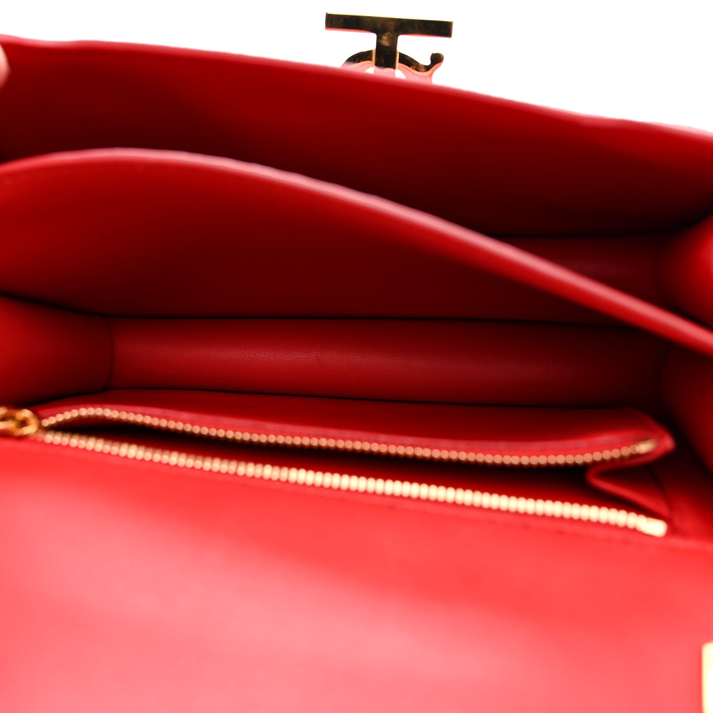 Grainy Calfskin Monogram Embossed Small TB Chain Bag Bright Red