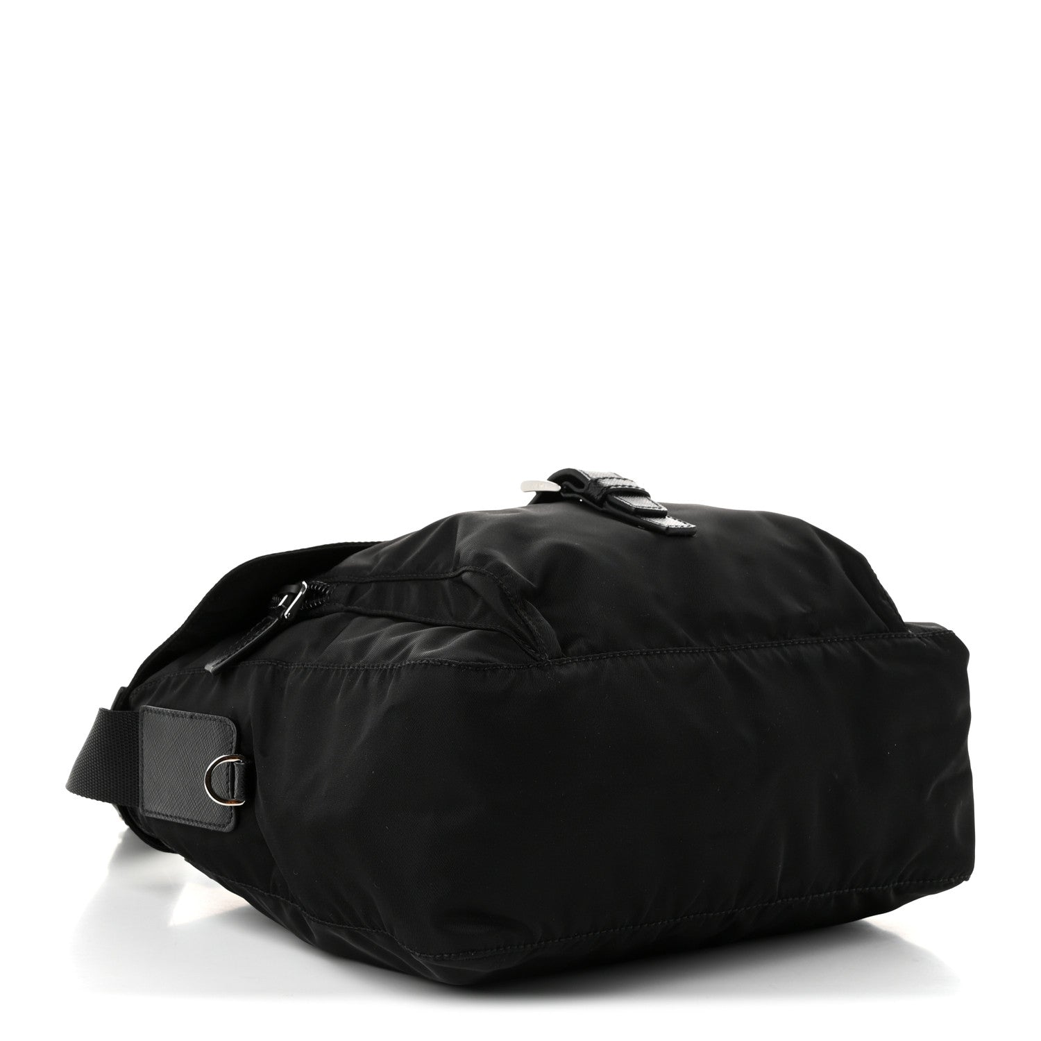 Prada Nylon Vela Saffiano Single Buckle Messenger Shoulder Bag Black 4 of 10