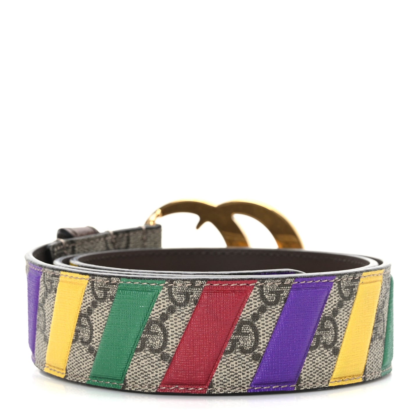 GG Supreme Monogram Stripe Double G 40mm Belt 85 34 Multicolor