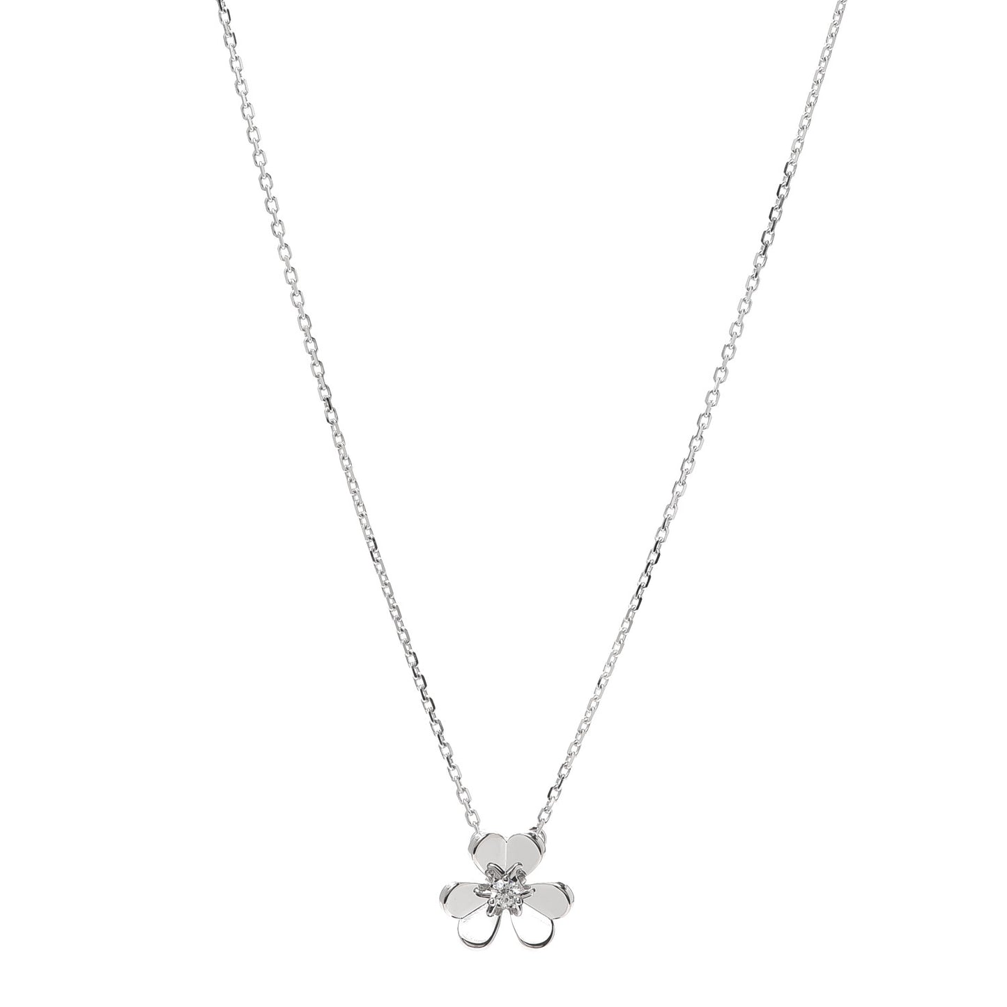 18K White Gold Diamond Mini Frivole Pendant Necklace