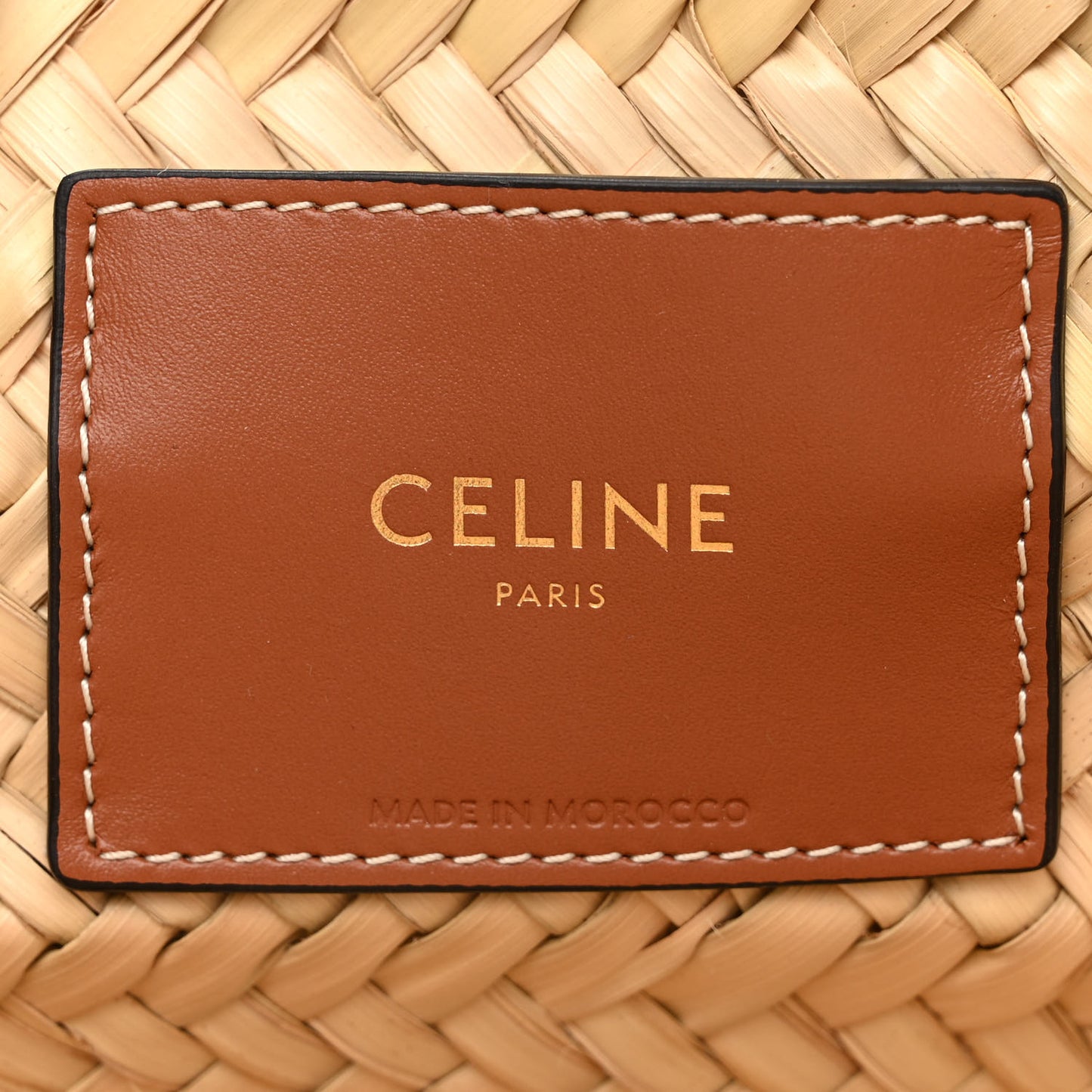 Raffia Calfskin Triomphe Teen Panier Tan