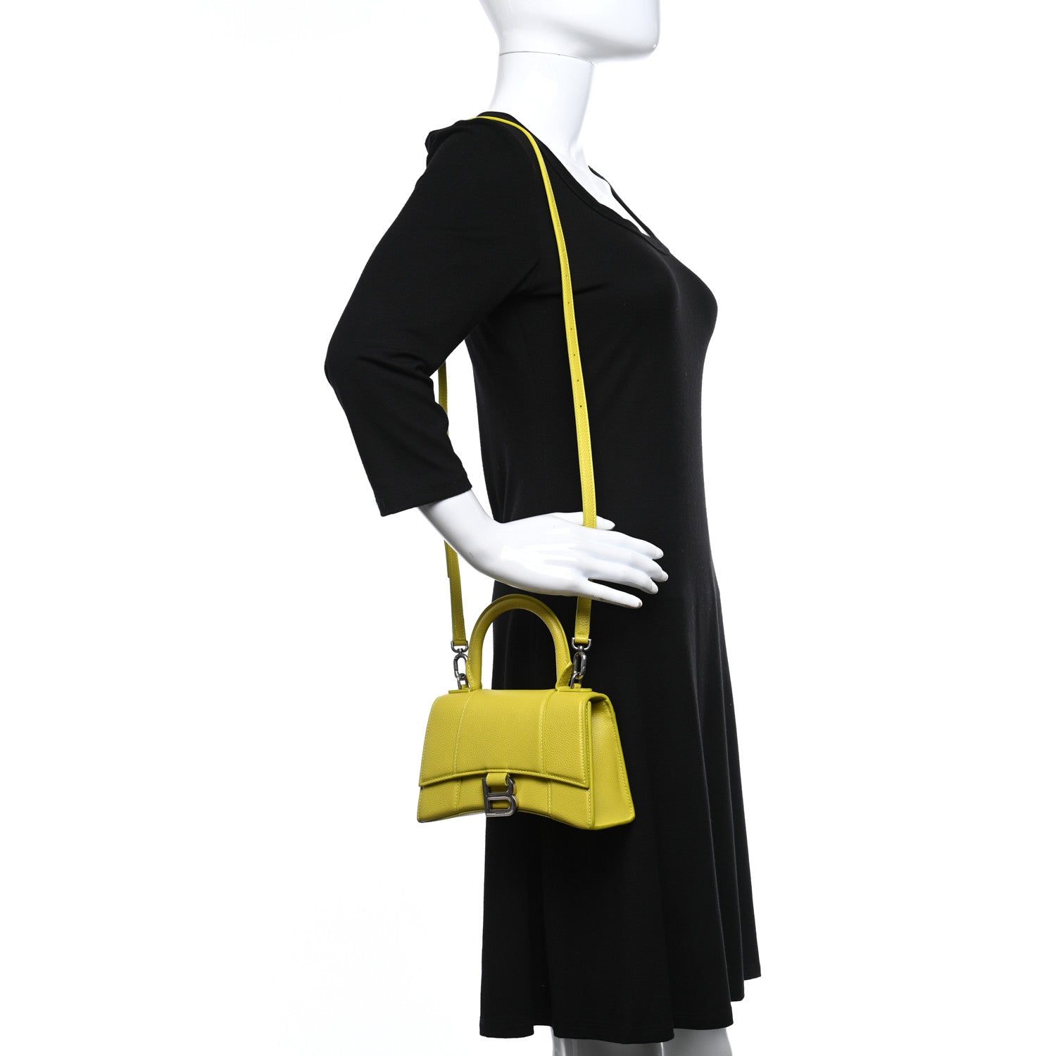 Balenciaga Grained Calfskin Hourglass Top Handle Bag XS Lime 2 of 12