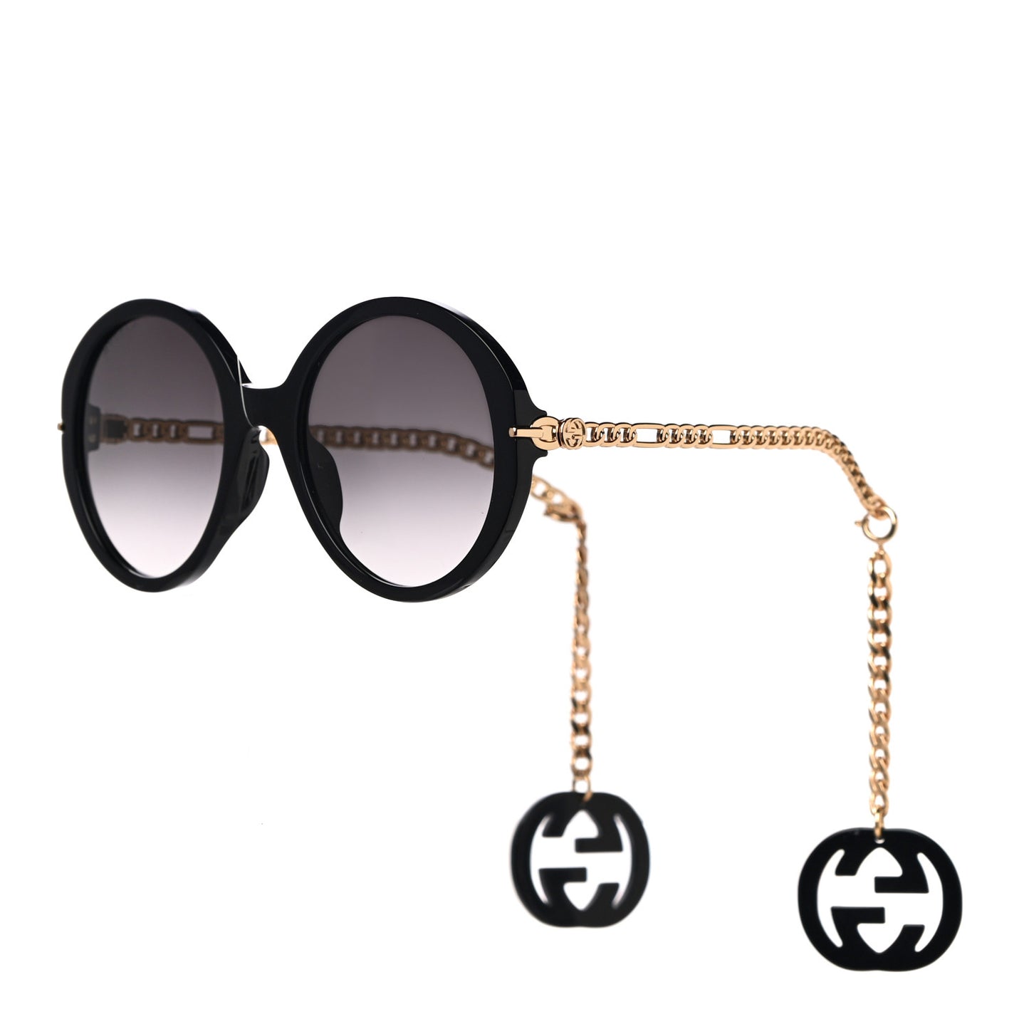 Acetate Detachable Charm Oversized Frame Round Sunglasses GG0726S Black