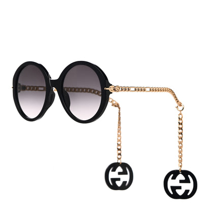Gucci Acetate Detachable Charm Oversized Frame Round Sunglasses GG0726S Black 1 of 8