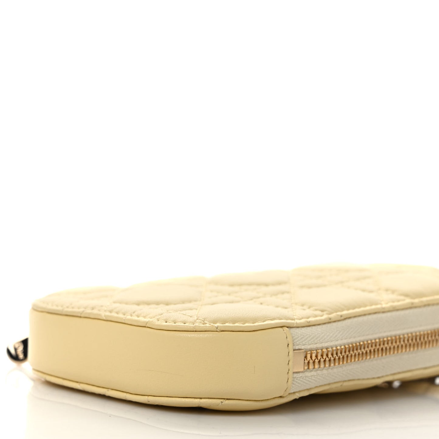Lambskin Cannage Lady Dior Phone Holder Light Yellow