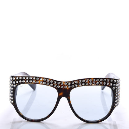 Gucci Acetate Crystal Oversize Hollywood Forever Sunglasses GG0144S Tortoiseshell 2 of 8