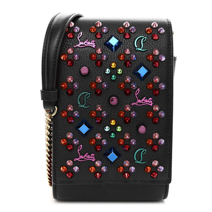 Christian Louboutin Calfskin Spikes Loubinthesky Paloma Crossbody Phone Case Black Multicolor 1 of 8