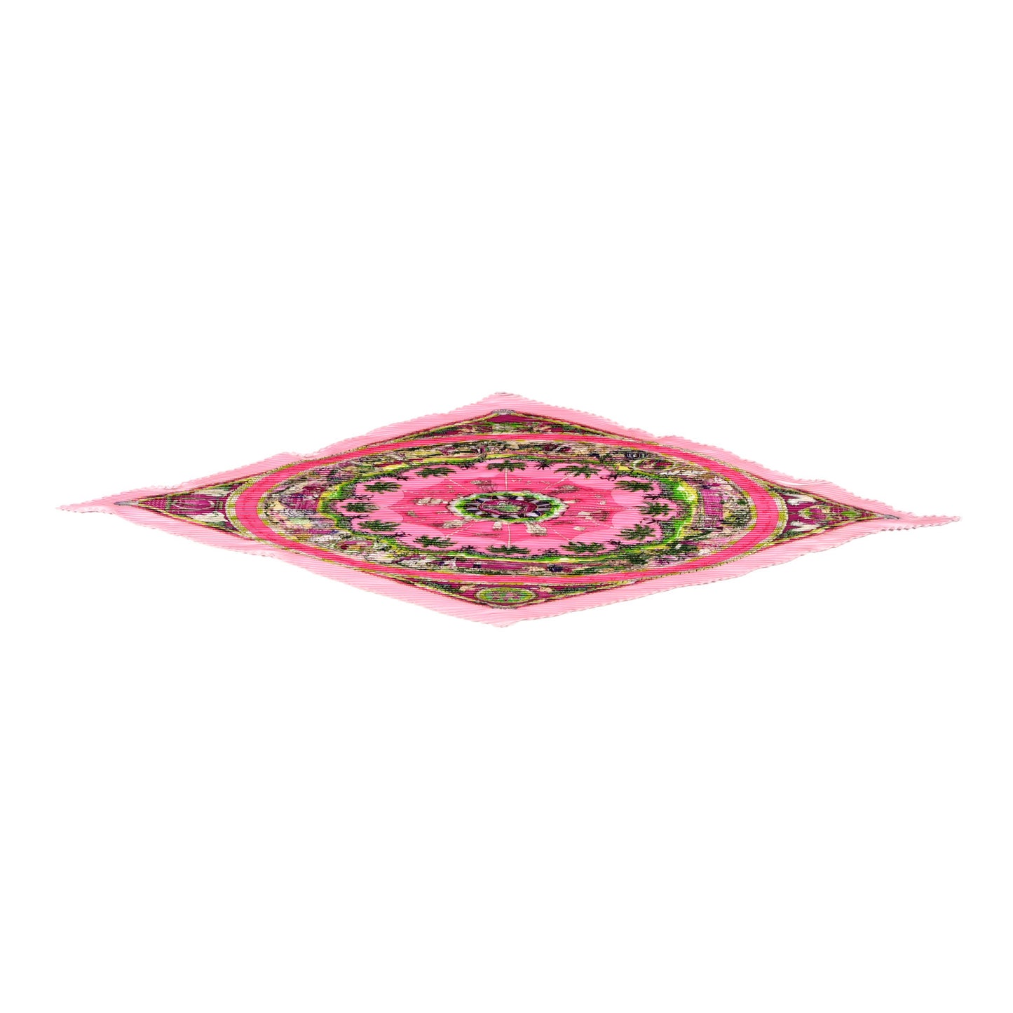 Silk Per Astra Ad Astra Plisse Scarf 90 Rose Pale Rose Fluo Vert Fluo