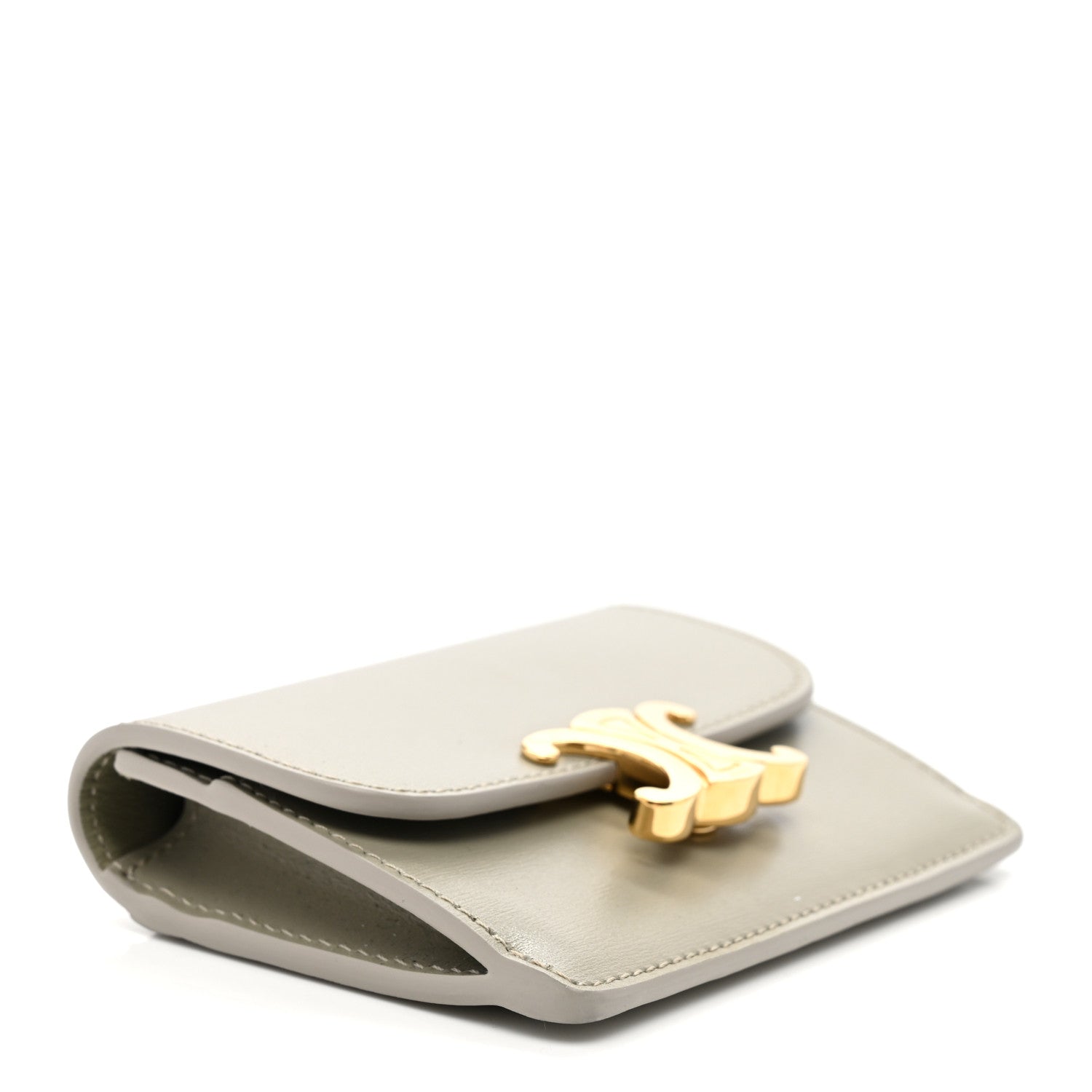Celine Shiny Calfskin Triomphe Flap Card Holder Green Clay 4 of 8