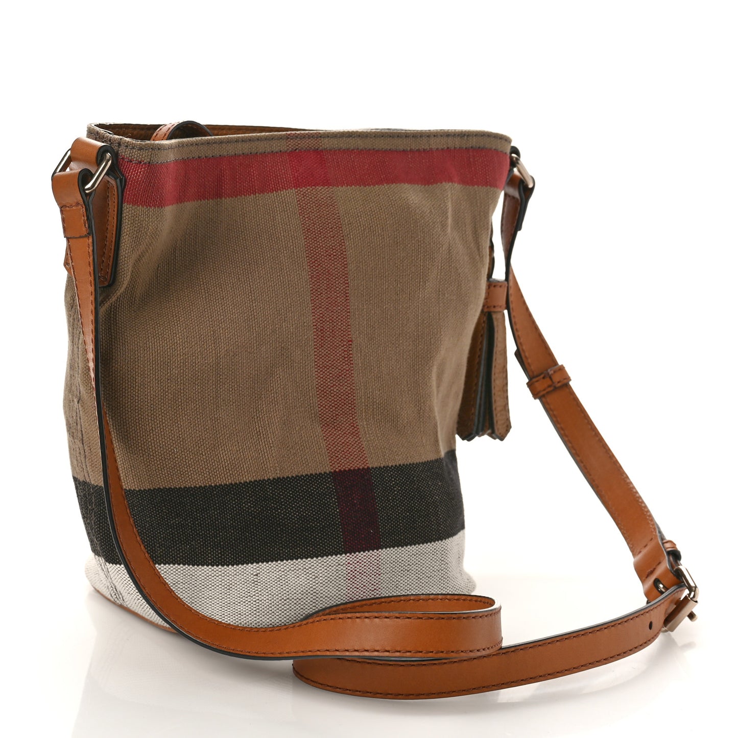 Canvas Mega Check Medium Ashby Bucket Bag Brown