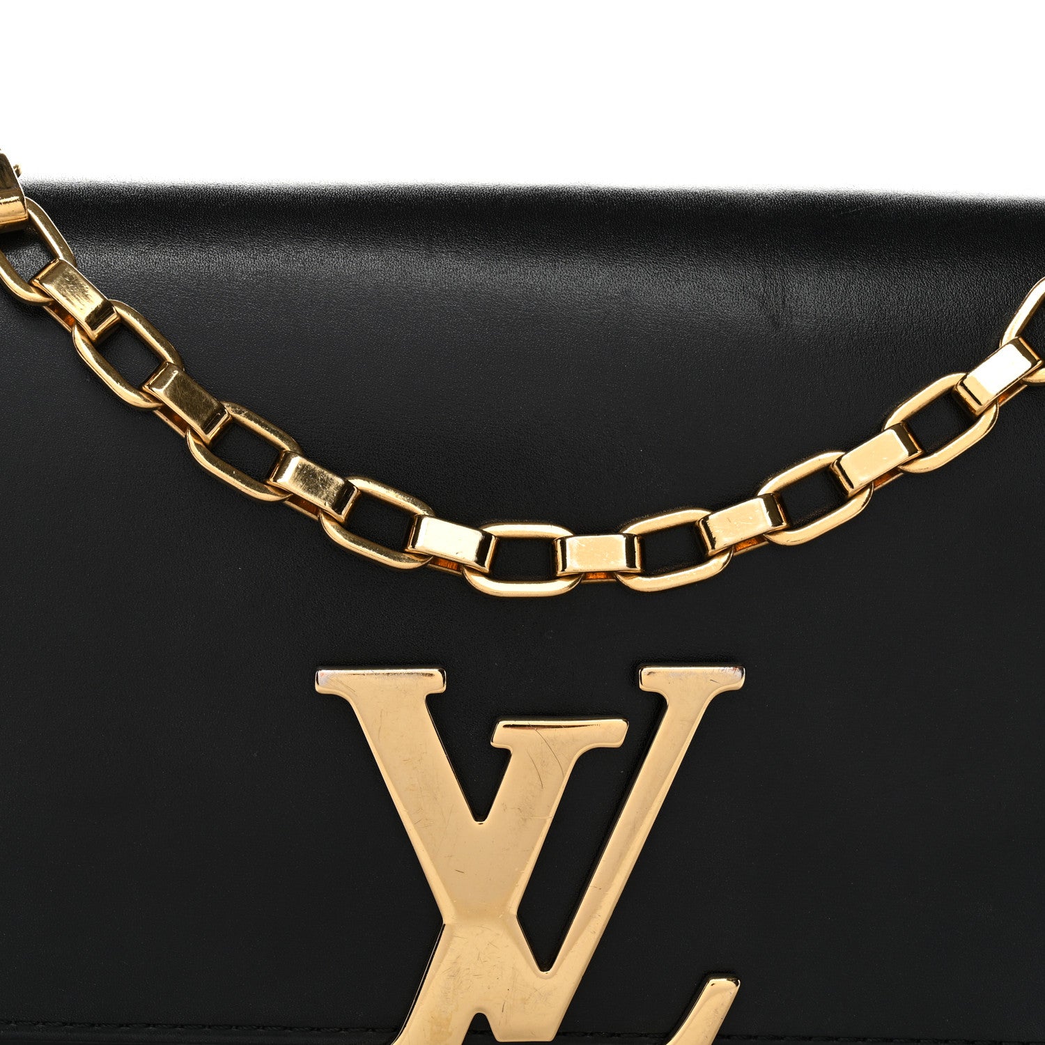 Louis Vuitton Calfskin Chain Louise MM Black 7 of 14