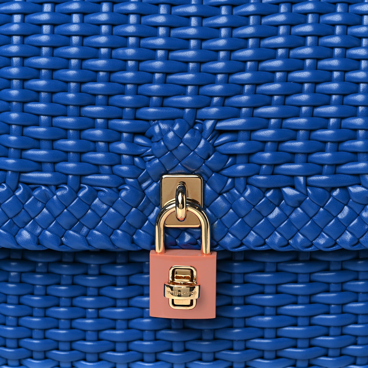 Woven Calfskin Padlock Shoulder Bag Blue