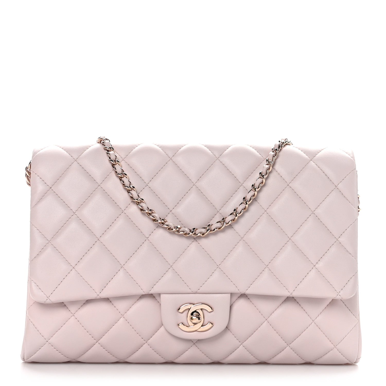 Chanel Lambskin Quilted Clutch with Chain Flap Light Pink 1 of 11