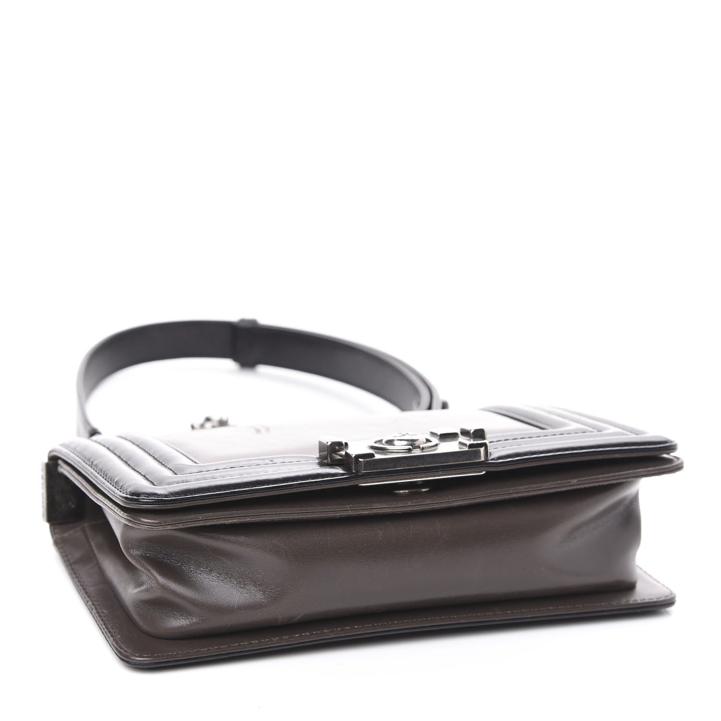 Glazed Calfskin Small Boy Flap Black Brown