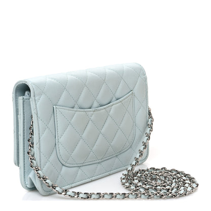 Chanel Caviar Quilted Wallet on Chain WOC Light Blue 3 of 12
