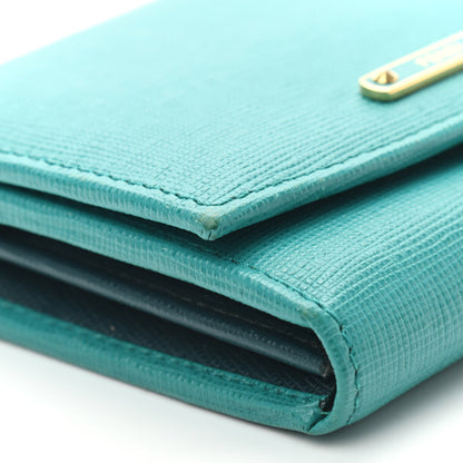 Fendi Vitello Elite Bi-Color Compact Wallet Lago Oceano 9 of 9