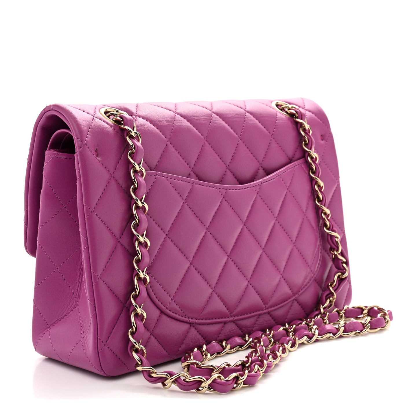 Lambskin Quilted Small Double Flap Purple