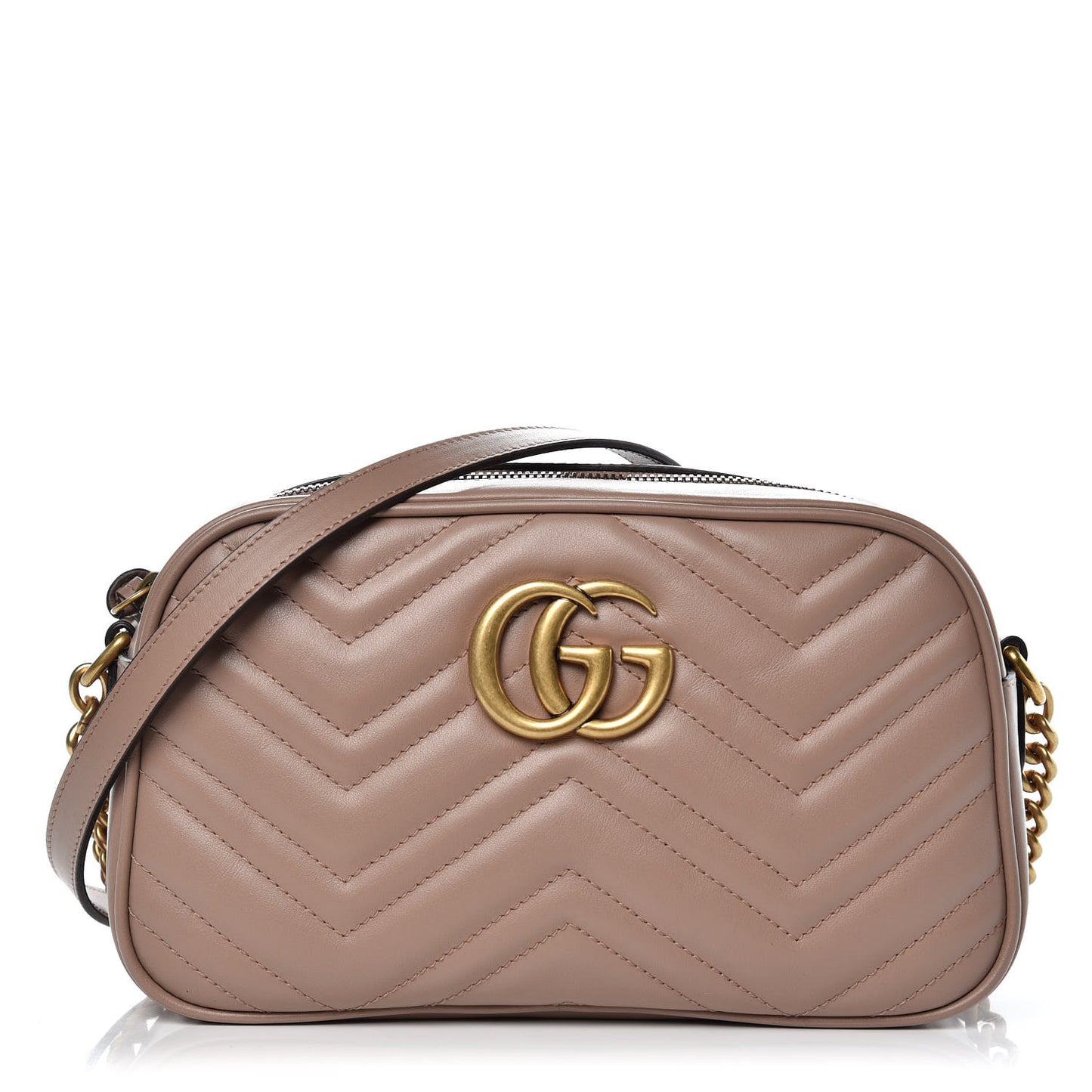 Calfskin Matelasse Small GG Marmont Chain Shoulder Bag Porcelain Rose